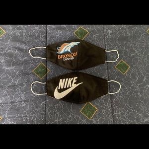 2 face mask with embroidered broncos and nike